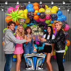 90s 80s Neon Balloon Arch Kit, 152pcs Disco Theme Party Decorations with Foil…