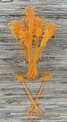 20 Orange Pineapple Swizzle Sticks 9.5″ tall 4 Adult Beverages Cocktail Tiki