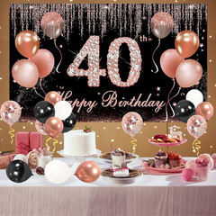 Rose Gold Black 40th Birthday Decorations Backdrop Balloon Arch Garland Kit Wome