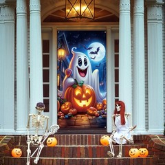 Halloween Decorations Ghost Pumpkin Treats Bats Door Cover Banner Gift 35″x71″
