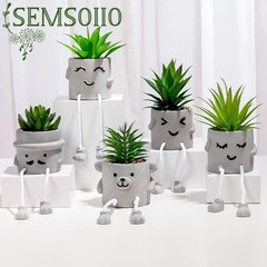 SEMSOIIO 3 Pcs Aesthetic Faux Succulents with Dangling Legs Small, Gray-3