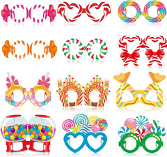36 Pcs Candy Party Decorations Candy Photo Booth Prop Christmas Eyeglasses Paper