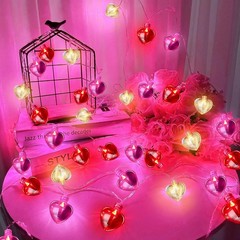 2 Pack Valentines Day Decorations Total 16.4FT 40 LED Red Pink White Heart Strin