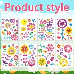 8 Sheets Spring Flowers Window Clings, Happy Spring Flower Bird Stickers Colorfu