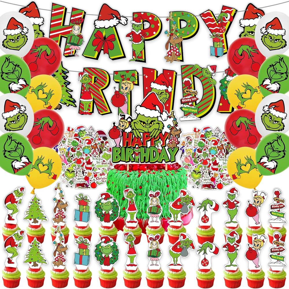 208Pcs Green Monster Christmas Party Decoration,Holiday Decorations for Families