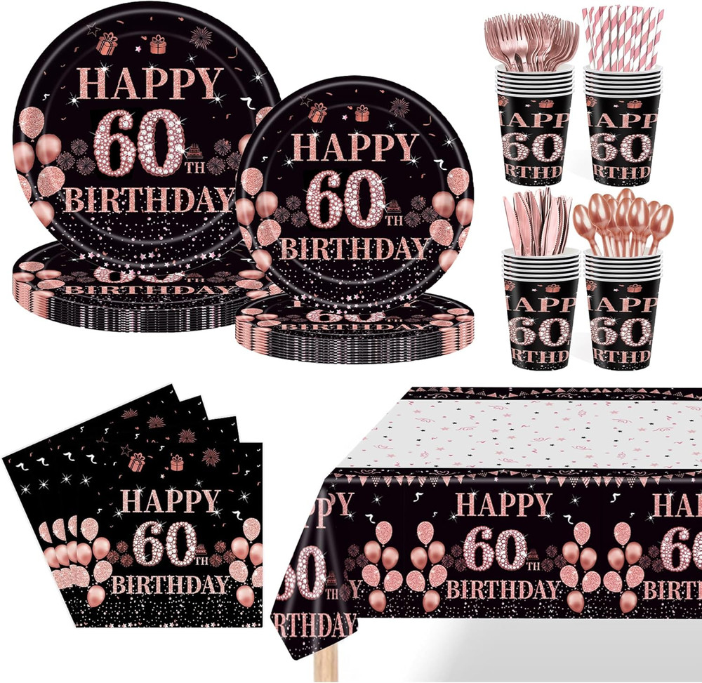 60Th Birthday Party Decorations for Women – Rose Gold 193 Pcs Party Supplies for
