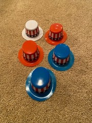 Stars And Stripes Plastic Party Hats (5) Headband (1) 4th of July Patriotic Fun
