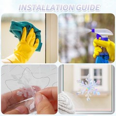 216pcs Christmas Snowflake Window Clings for Glass Windows Iridescent