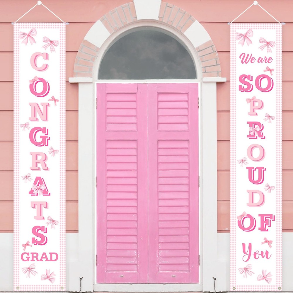 Kreatwow Pink Graduation Decorations 2026 Bow Gongrats Grad Banner