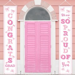 Kreatwow Pink Graduation Decorations 2026 Bow Gongrats Grad Banner