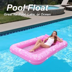 Inflatable Tanning Pool Lounger Float w/Reflective Base Electric Pump Include…