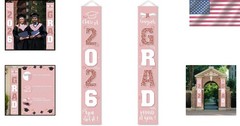 Chic Foldable Graduation 2026 Porch Sign in Rose Gold – Perfect for Any Event