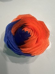 8 Handmade Crepe Paper Flowers Blue & Orange Knicks Mets Party Decor Streamer 2”