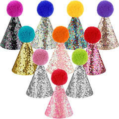 Mini Glitter Birthday Party Hats – 10 Pcs Multicolor Cone Hats for Kids & Pets