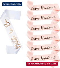 7pcs Team Bride Sashes, Bride Squad Sashs, Bachelorette Party Accessories, Satin