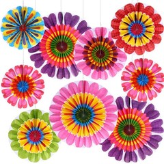 Outus Flower Hanging Decorations Summer Paper Fans Classroom Multi Color