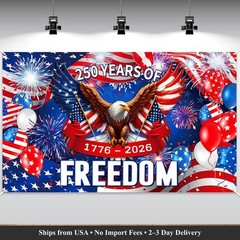 USA 250th Anniversary Banner 1776-2026 Patriotic Backdrop 6×3.6Ft Freedom