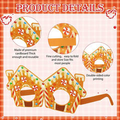 36 Pcs Candy Party Decorations Candy Photo Booth Prop Christmas Eyeglasses Paper