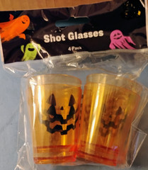 shot glasses set of 4 Jack O Lantern Halloween Orange