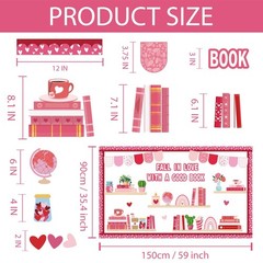70 PCS Valentines Day Reading Bulletin Board Decoration Bookshelf Cutouts