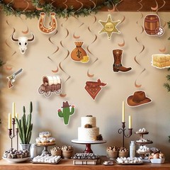 24PCS Western Party Decorations, Western Cowboy Hanging Swirl Decorations Wil…