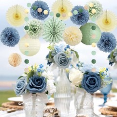 Dusty Blue Sage Green Party Decorations Ivory Sage Green and Dusty Blue Party…