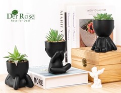 3Pcs Fake Succulents Plants Artificial for Black Bathroom Bedroom Home Decor