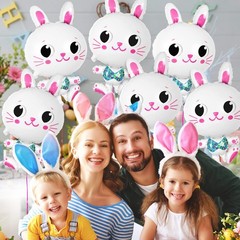 6 Pcs Bunny Balloons, 32 Inch Large Easter Bunny Balloons, Rabbit Shaped Foil…