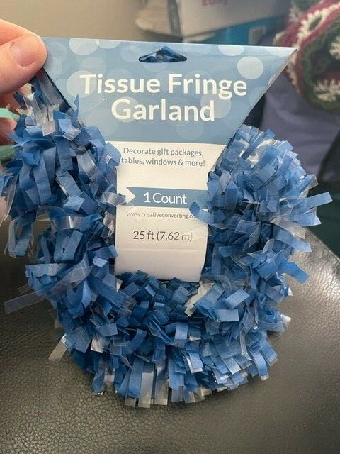 Blue Tissue Fringe Garland 25FT New!!!