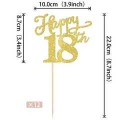 12 Pack Gold Glitter 18th Birthday Centerpiece Sticks, 18 Fabulous Table Topper