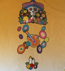 Wall Decor Halloween Mobile Hanging Skull Party Floral Sombrero Hat Skeleton