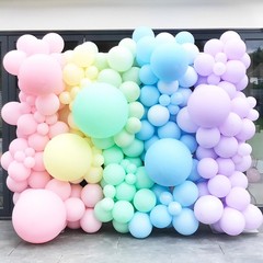 130pcs Pastel Balloons Different Sizes 18″ 12″ 10″ 5″ Macaron Latex Balloon G…