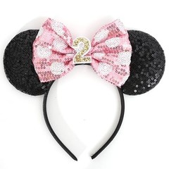 Mouse Ears Birthday Headband – 2nd Birthday Party Pink Headband
