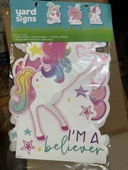 Unicorn Birthday Party Supplies Yard Signs 4 Pack READ DESCRIPTION