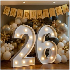 Stylish 26th Birthday Marquee Number Decor, LED Lights