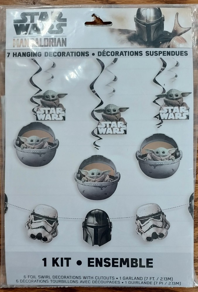 STARWARS MANDALORIAN 7-Piece HANGING DECORATION KIT BIRTHDAY Party Baby Yoda