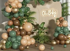 107pc Woodland Balloon Decorations w/Leaves, Baby Deer-Birthday, Baby Shower etc
