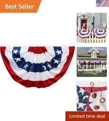 Vibrant Red, White & Blue Bunting 1.5×3 FT for Independence Day & Memorial Day