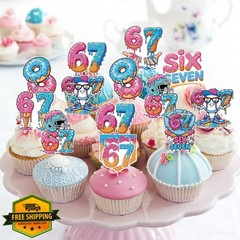 Musaeva 6 7 Birthday Decorations – 36 Pcs 67 Meme Birthday Theme Party Cupcak…