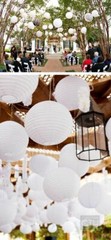 BULK PACK (25) 12″ White Round Paper Lanterns, Even Ribbing, Hanging Decoration