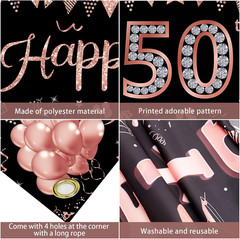 Happy 50Th Birthday Banner Decorations for Women, Rose Gold 50 Birthday Sign