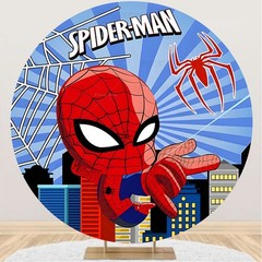 Round Panel Cartoon Spider Backdrop Cover Birthday Party Decorations Background