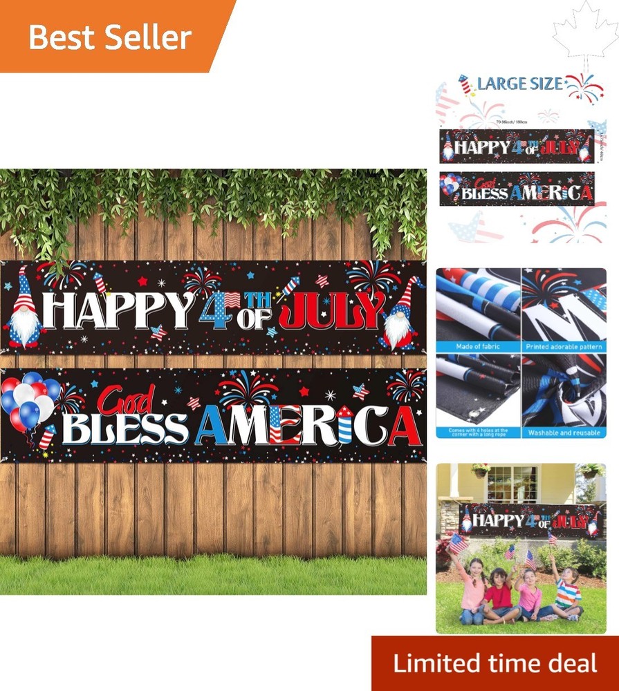Durable Polyester 4th of July Banners – Lightweight & Reusable for Celebrations