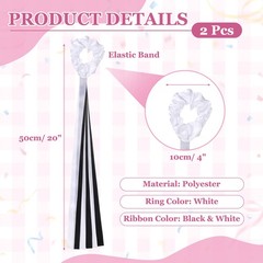Rainbow Dance Ribbons, Wrist Streamers 20″ & 2 Pcs & Black & White