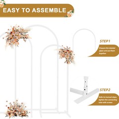 3 White Metal Arch Backdrop Stand Frame for Wedding Birthday Ceremony Graduation