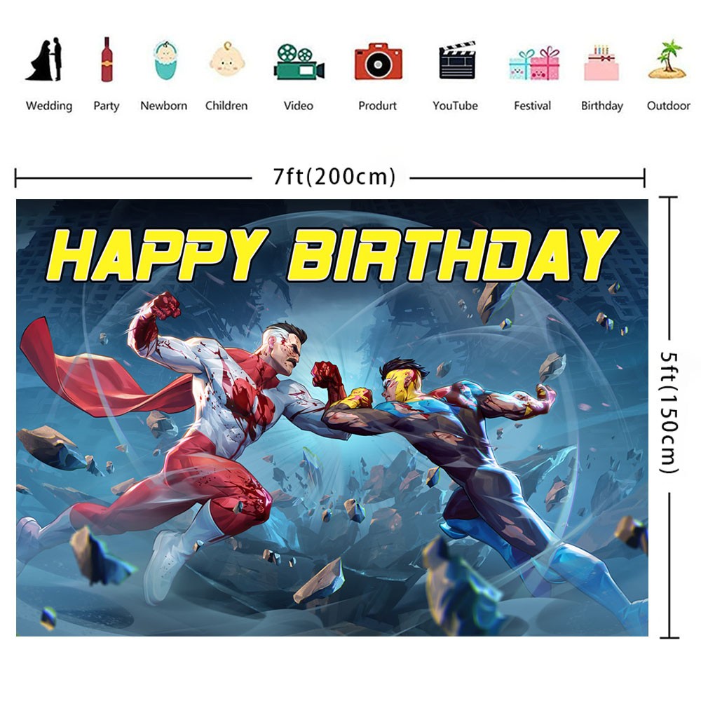 Invincible Party Supplies Banner Backdrop Vinyl Birthday Decoration