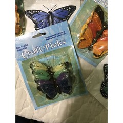 Woodland Wonders Butterfly Craft Picks Multicolor Feather Silk Floral Accents
