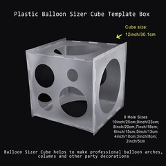 2-10 Inch Collapsible Plastic Balloon Sizer Box Cube, Balloon Size Measuremen…