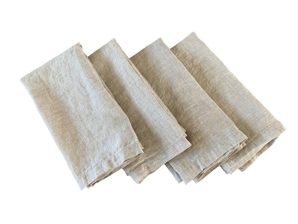Linen Napkins – 100% French Flax – Stonewashed Pure Linen Cloth Napk