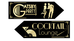 Set of 4 Gatsby 1920’s Theme Party Art Deco Decoration Arrow Signs